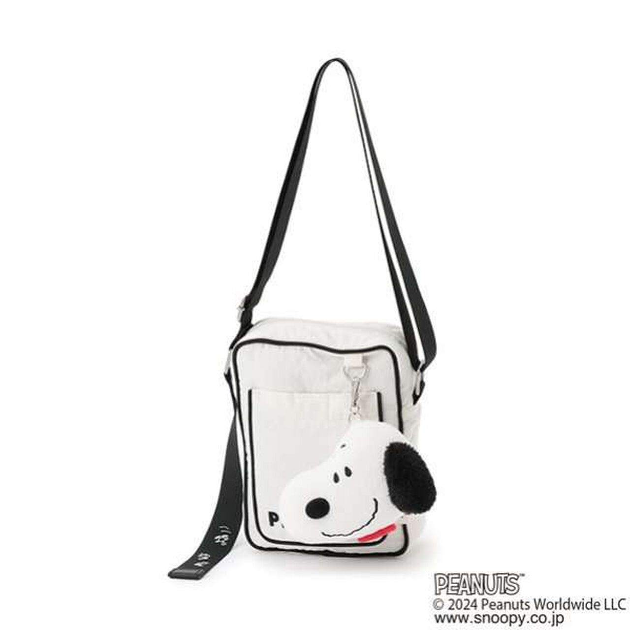 [PEANUTS] Mini Shoulder Bag with Mascot Card Holder,Black, large image number 1