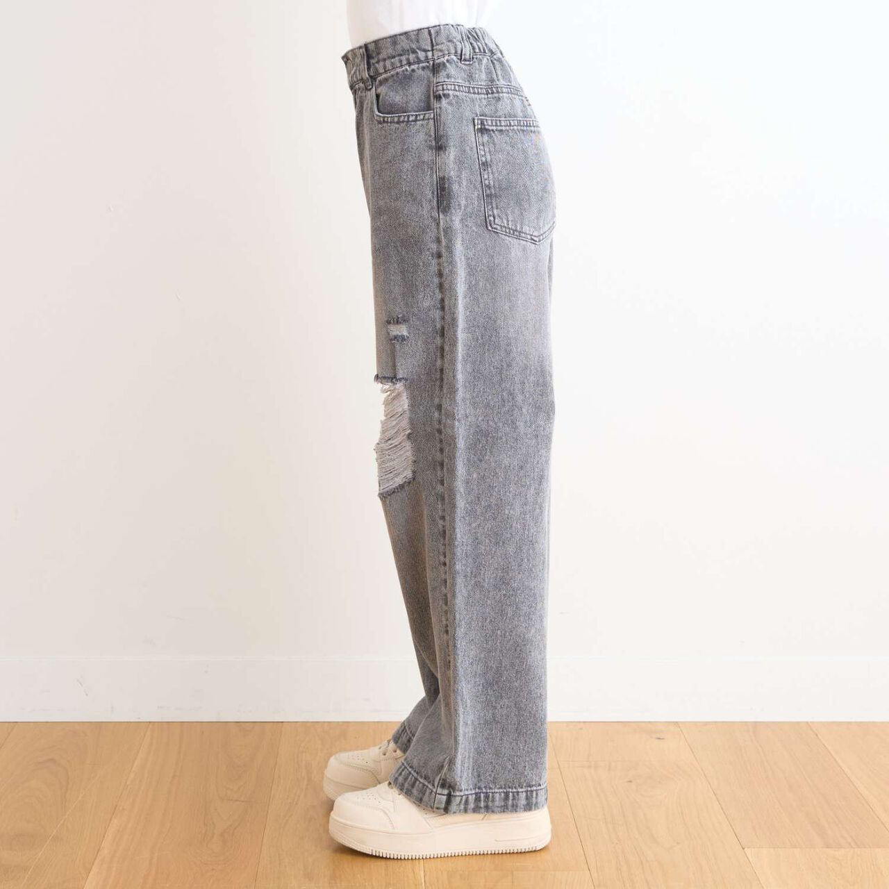 [LTXC/Cool Touch] Distressed Denim Wide Pants,Gray, large image number 7