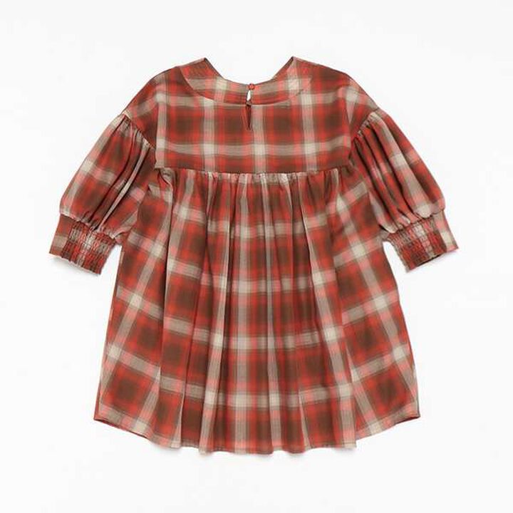 [Link] Ombre Check Volume Mini Dress,Black, medium image number 6