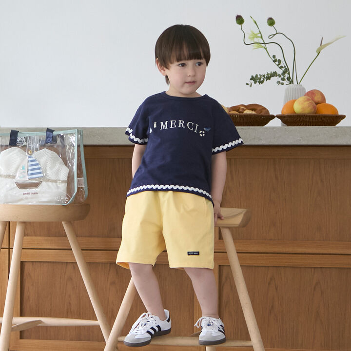[Cool Touch] Marine Embroidered Sleeve Line T-Shirt,Light khaki, medium image number 2