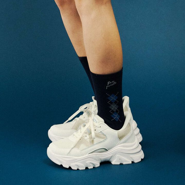 [Antibacterial Deodorizing] Argyle Pattern Crew Socks,, medium