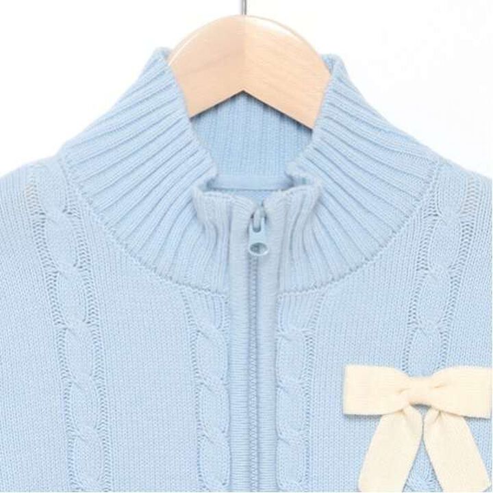 W Zip Ribbon Cardigan,Sax blue, medium image number 9