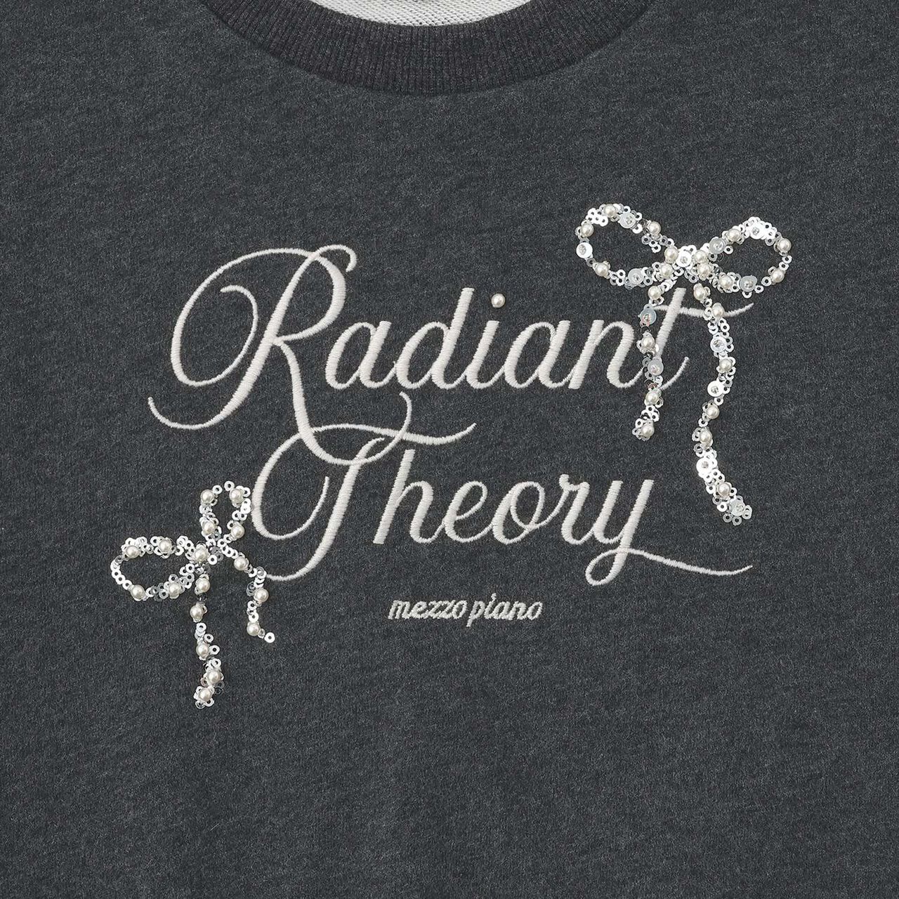 Sparkling Ribbon & Logo Sweatshirt,Charcoal gray, large image number 6