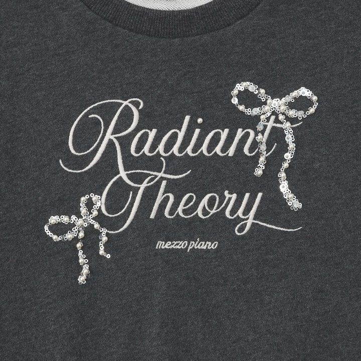 Sparkling Ribbon & Logo Sweatshirt,Charcoal gray, medium image number 6