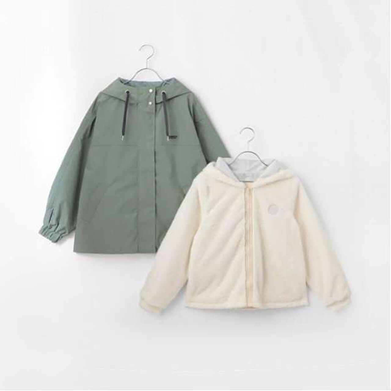 Water-Repellent Faux Fur Liner 3-Way Jacket,Light beige, large image number 15