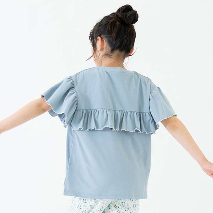 [Amphibious] Short-Sleeve Frill Pullover,Charcoal gray, medium image number 1