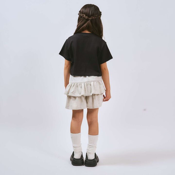 100% Cotton Logo Appliqu&eacute; Cropped Short Sleeve T-Shirt,Black, medium image number 3