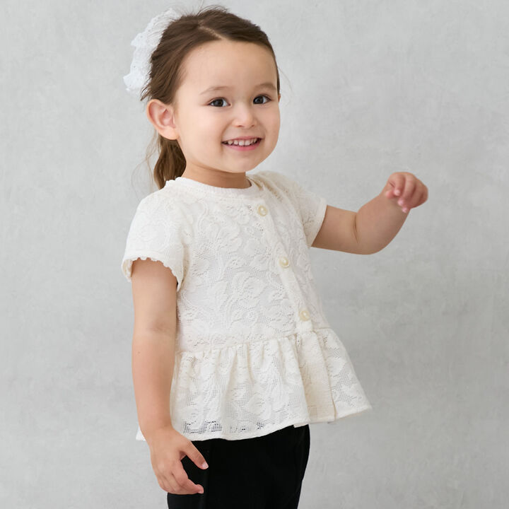 [Link] Lace Cardigan (Kids Size),Light beige, medium image number 2