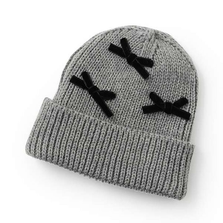 Ribbon Knit Hat,Ivory, medium image number 1