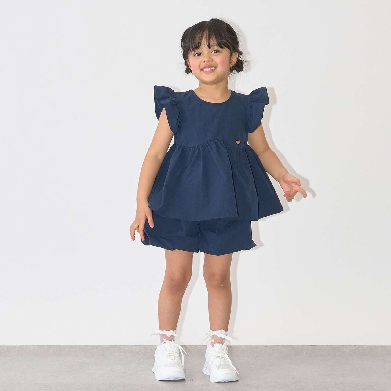 [Outfit Set] Wavy Peplum Blouse & Balloon Pants Set,Navy, large image number 24