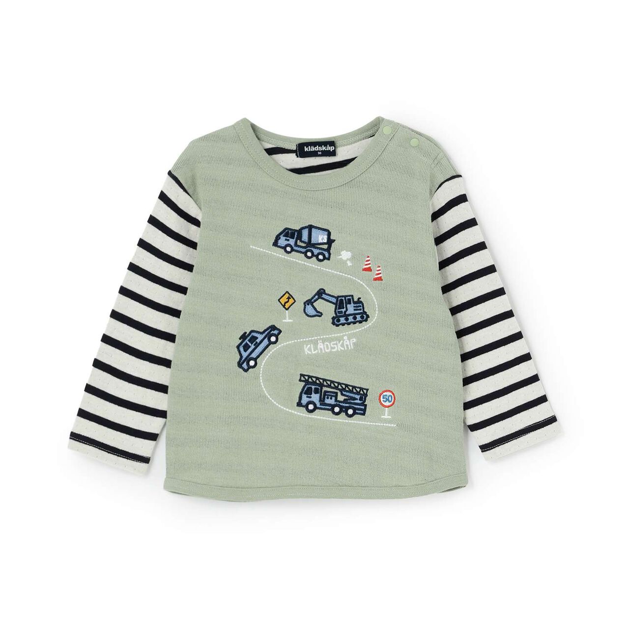 [Restock] Car Embroidery Long-Sleeve T-Shirt,Light khaki, large image number 0