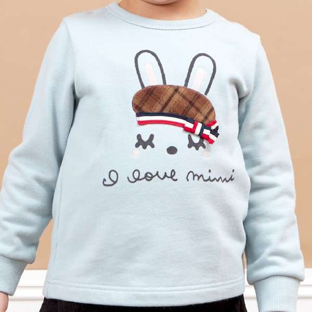 KP Beret Hat Mimi Appliqué Sweatshirt (80-150),Black, large image number 12