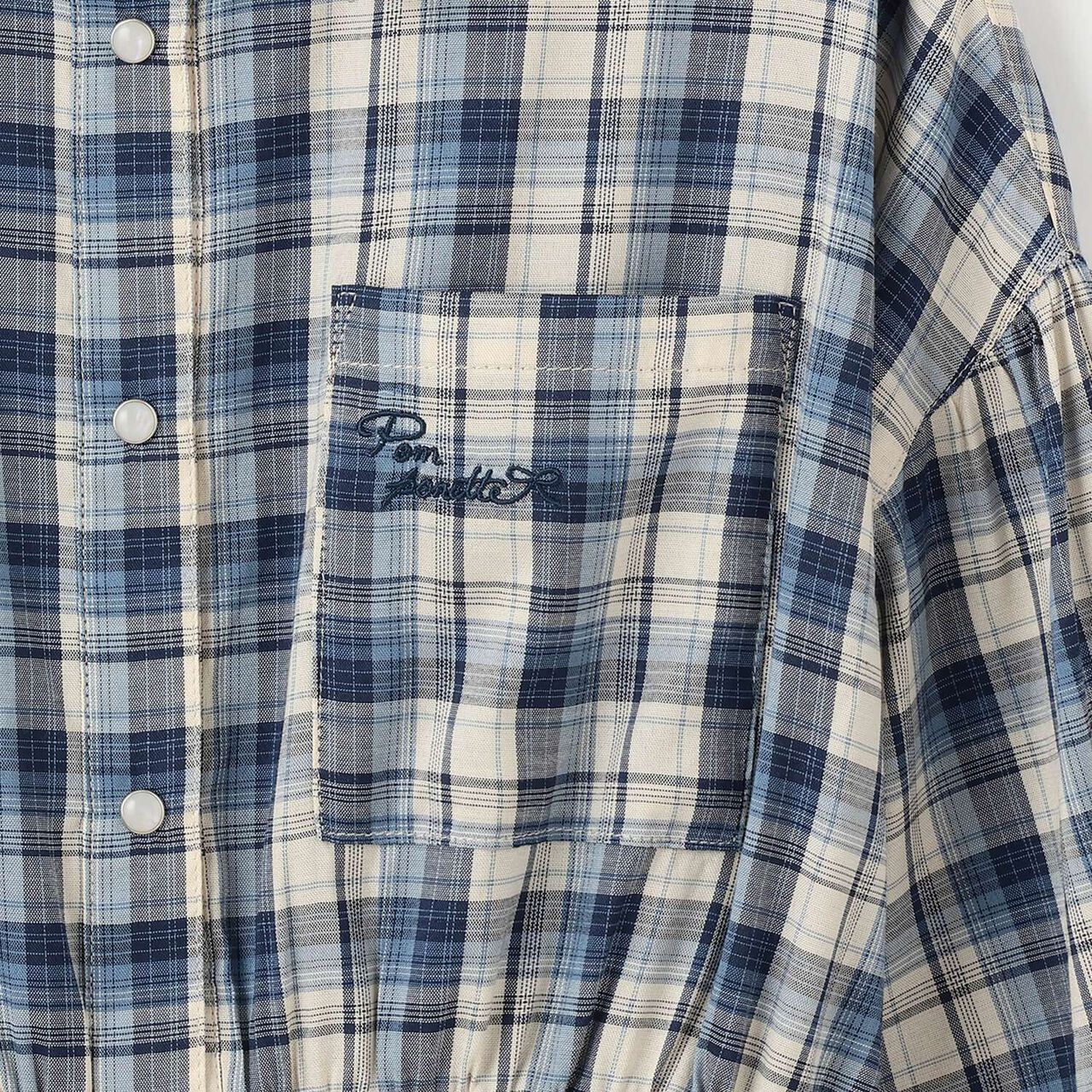 Front Peplum Checkered Shirt,Black, large image number 3