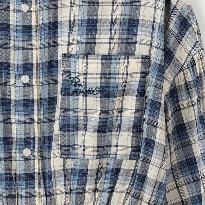 Front Peplum Checkered Shirt,Black, medium image number 3