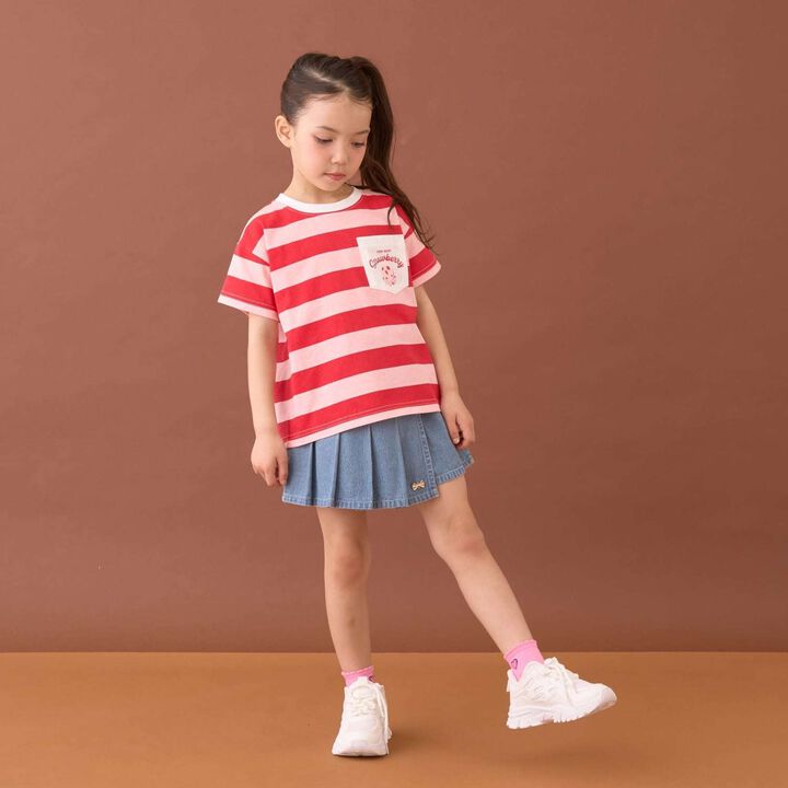 [31 Ice Cream] UV Cool Touch Shape-Retaining Sherbet T Assorted Print Striped T-Shirt,Black, medium image number 10