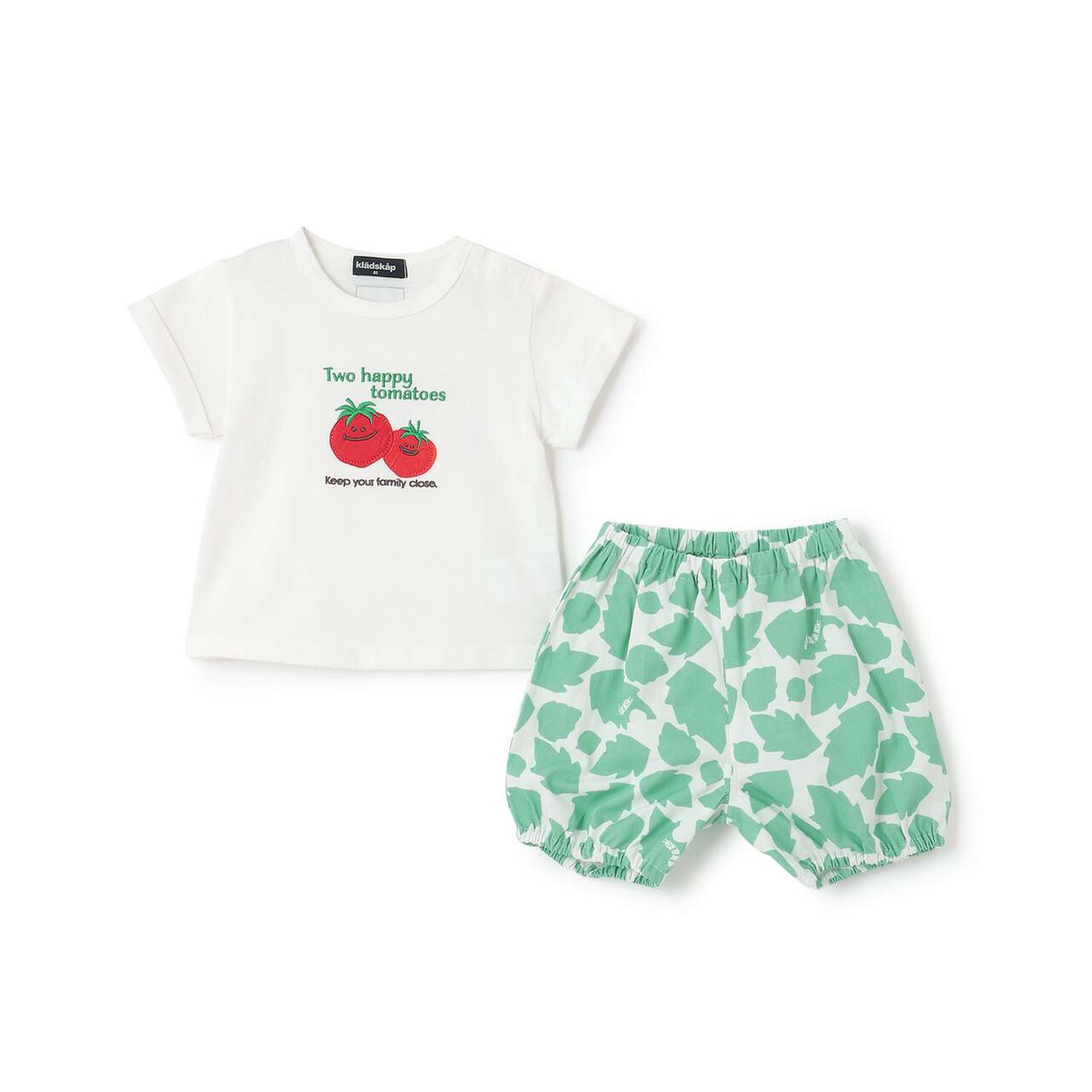 Tomato Appliqu&eacute; Short Sleeve T-Shirt Outfit Set,Off white, large image number 2