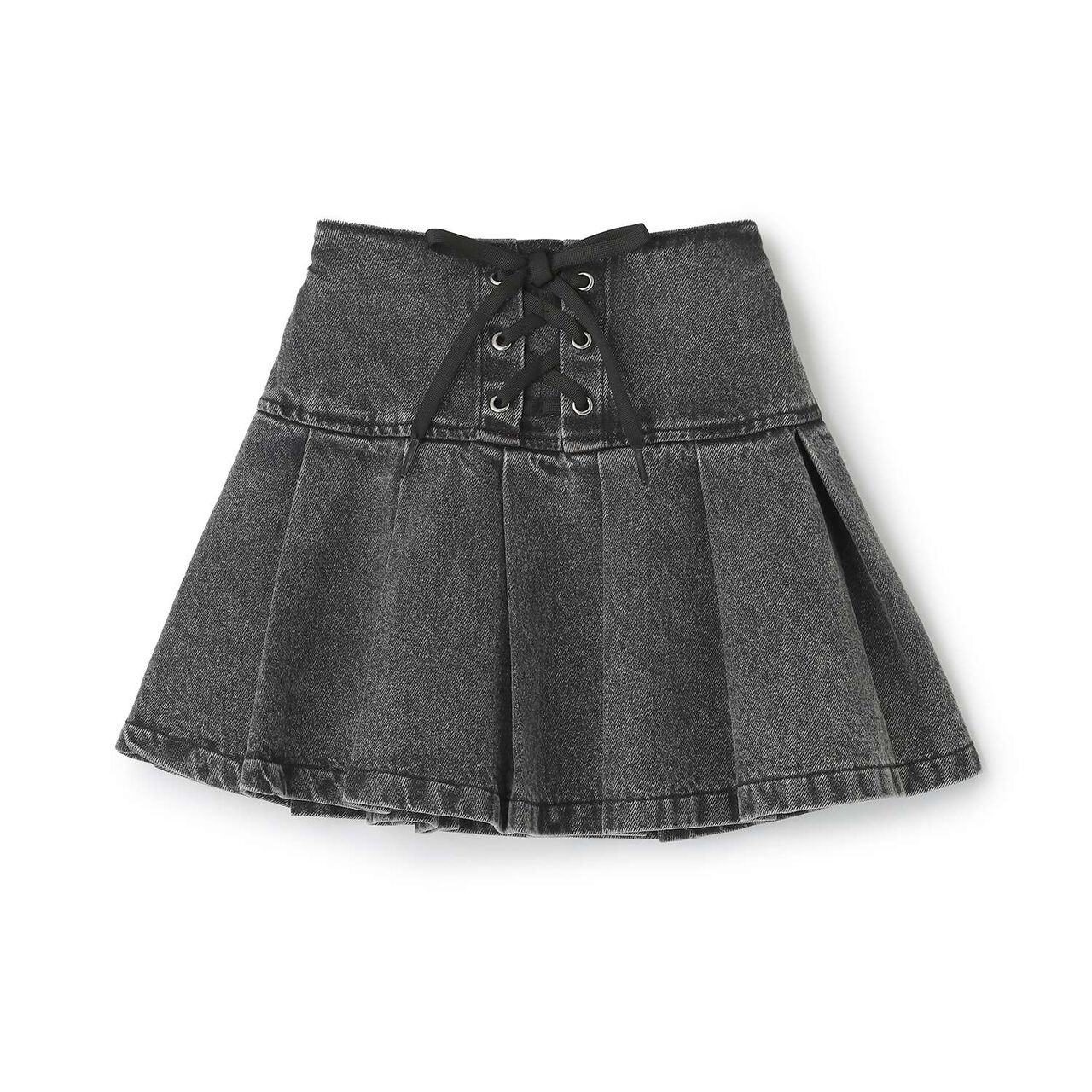 [Lace-Up Denim Skirt with Inner Pants],Blue, large image number 6
