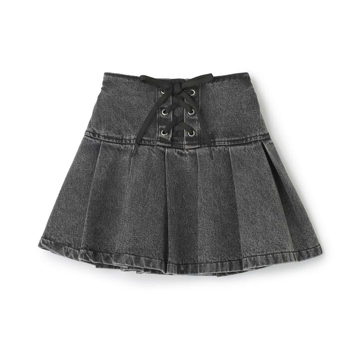 [Lace-Up Denim Skirt with Inner Pants],Blue, medium image number 6