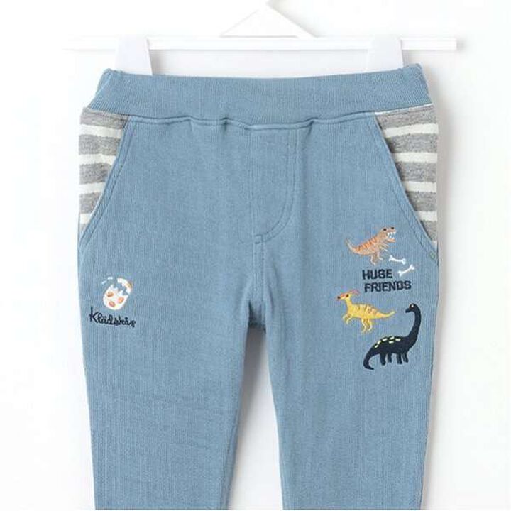 Dinosaur Print Long Straight Pants,Moderate blue, medium image number 6