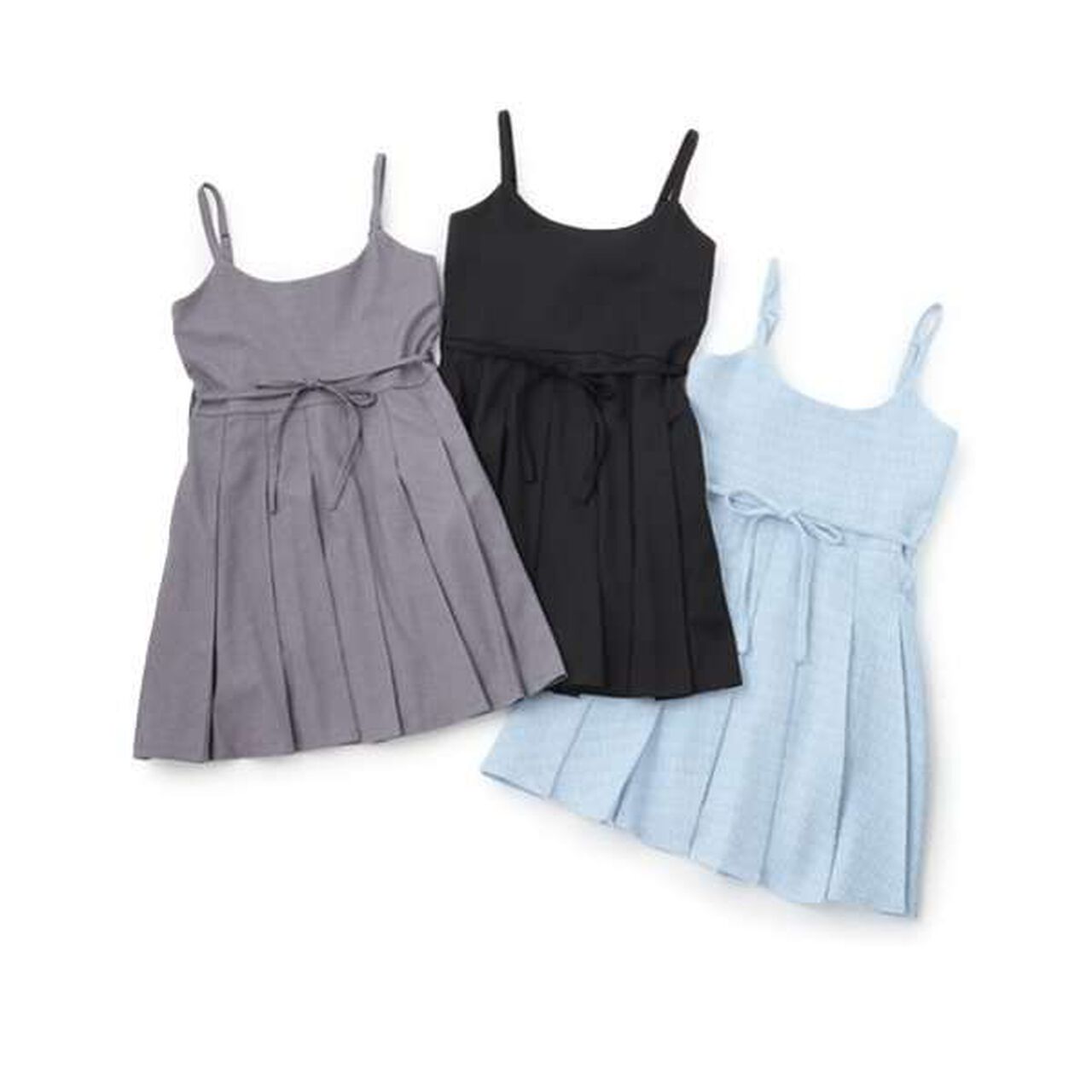 Belted Camisole One-Piece Dress,Sax blue, large image number 13