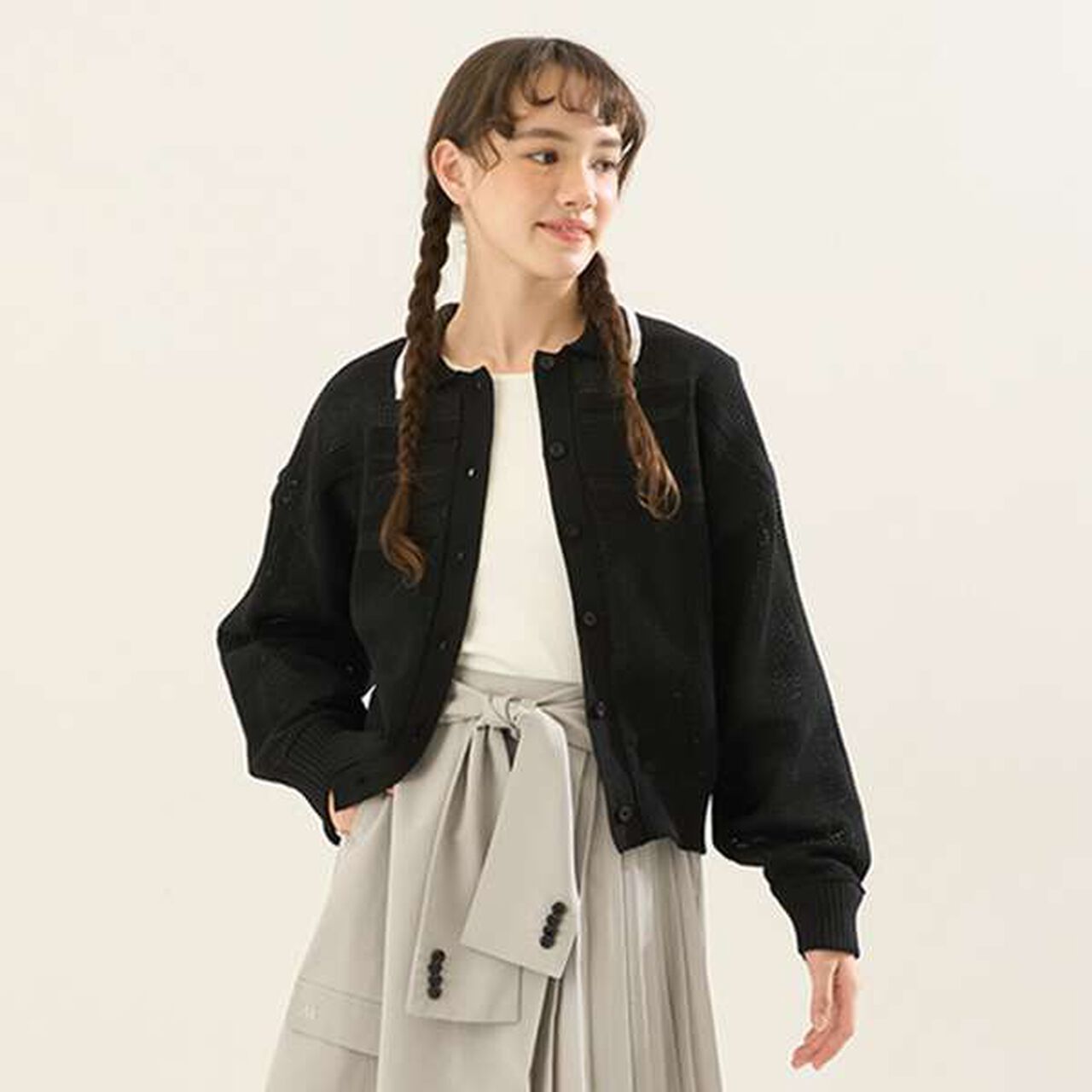 [AMI] Line Collar Mesh Cardigan × Long Sleeve T-Shirt Set,Off white, large image number 18