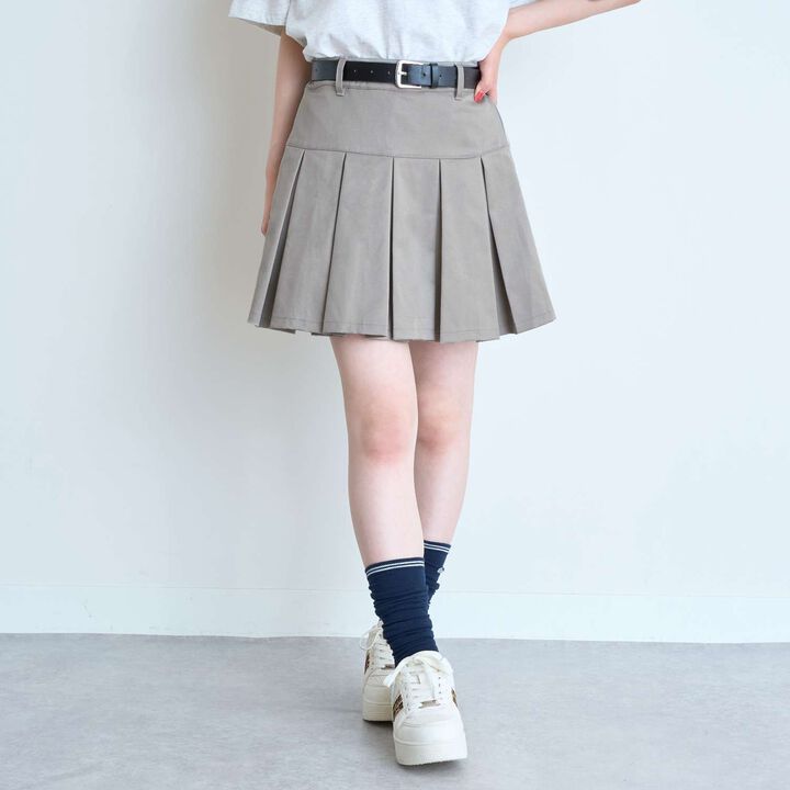 [Easy Care] Pleated Skirt with Belt,Black, medium image number 12