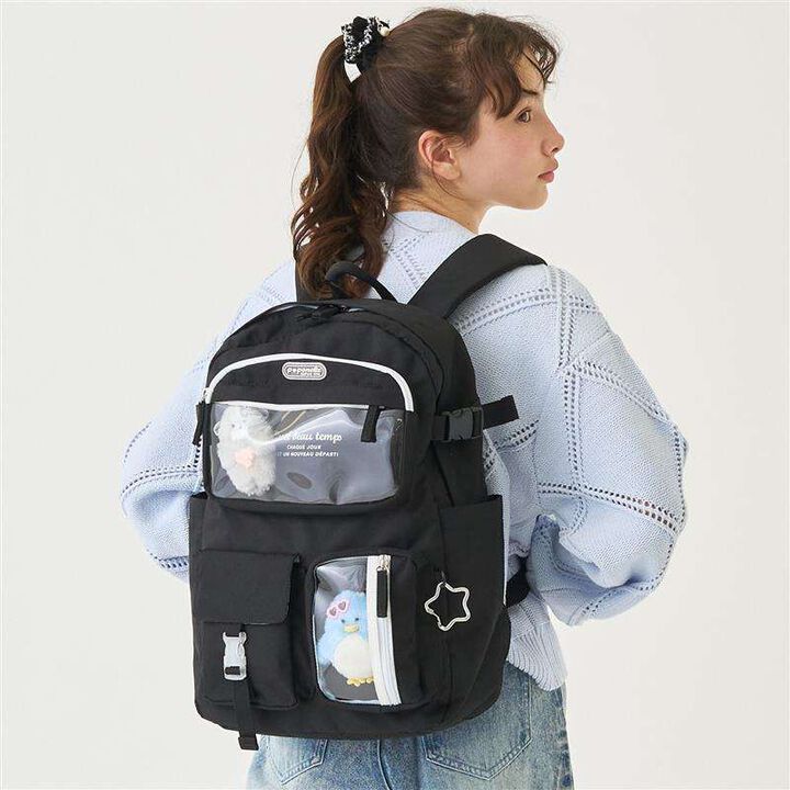 Casual Backpack with Charm,Black, medium image number 0