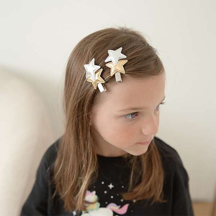 Sparkling Star Hair Clip Set,Silver, medium image number 10