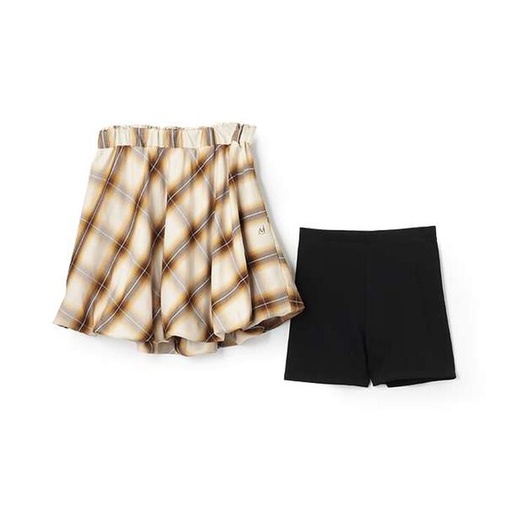 [AMI] Check Balloon Skirt & Inner Pants Set,Beige, medium image number 2