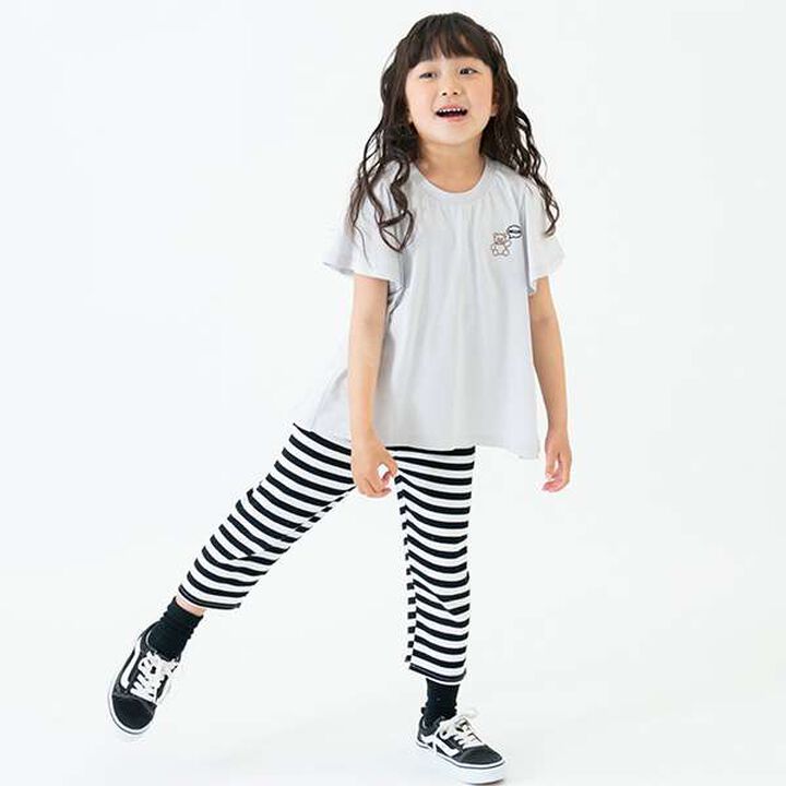 [365D.] Anti-Stain Stripe Pattern Ribbed 7/8 Leggings,Black, medium image number 4