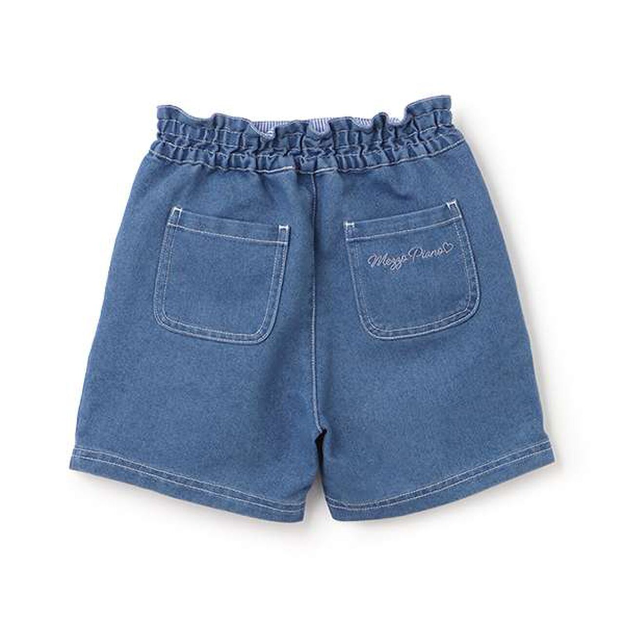 Ribbon Embroidery Rhinestone Shorts,Blue, large image number 1