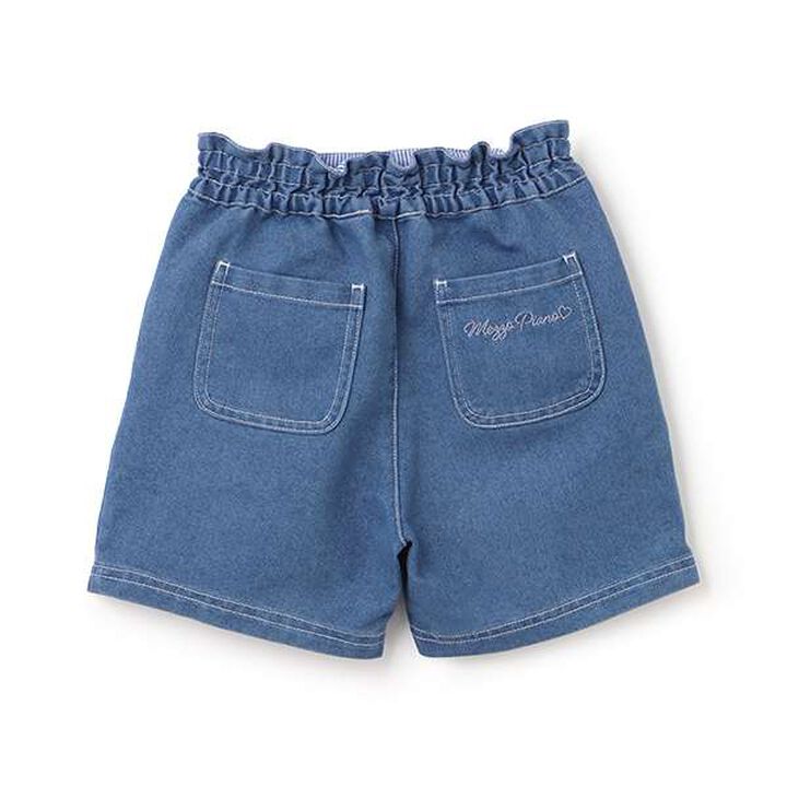 Ribbon Embroidery Rhinestone Shorts,Blue, medium image number 1