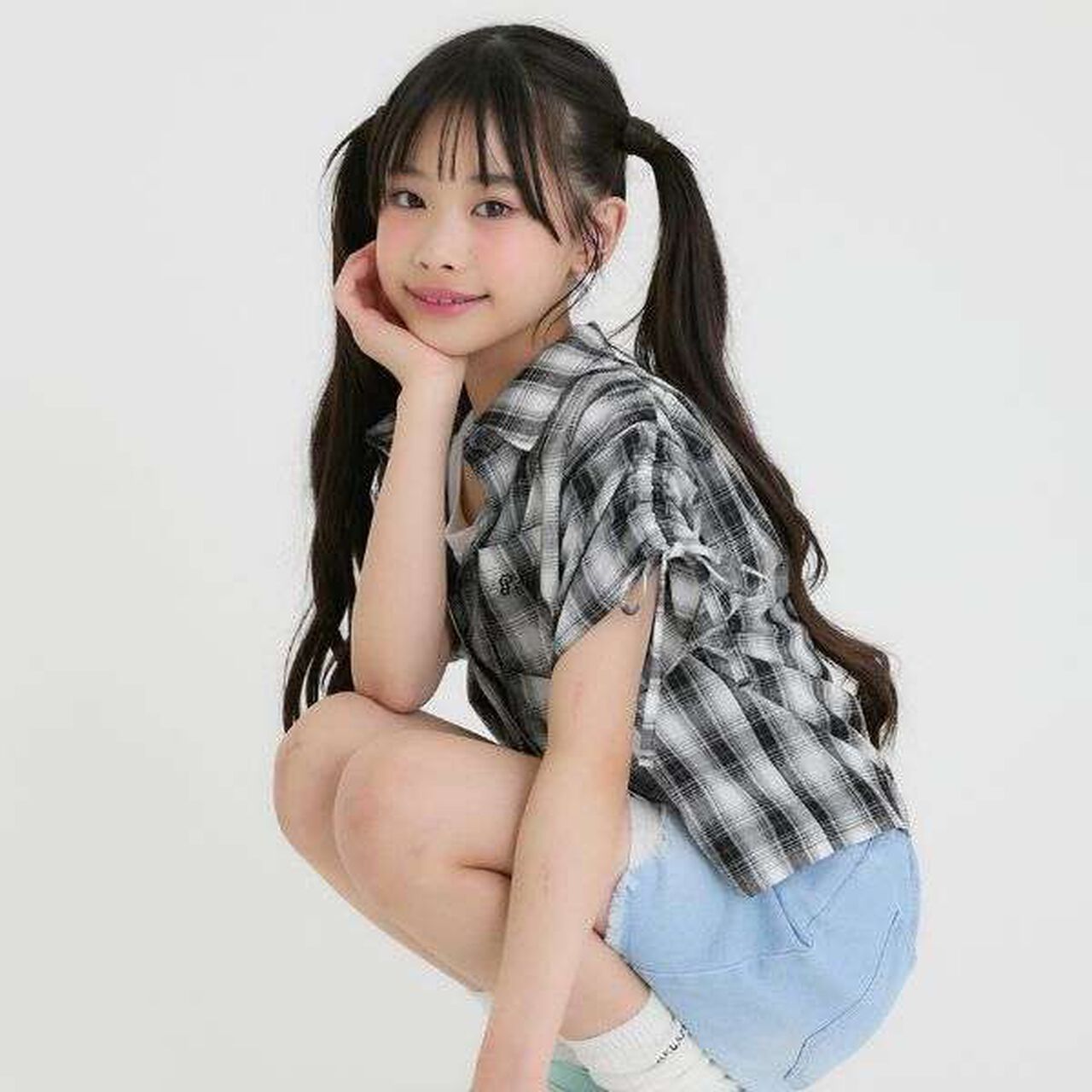 [3WAY] Checkered Shirt with Sleeve Drawstring + Tank Top Set,Black, large image number 18