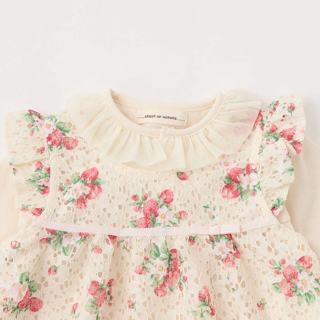 Wild Strawberry Lace Apron 2 WAY All-in-One [Organic] [Made in Japan],Pearl white, large image number 4