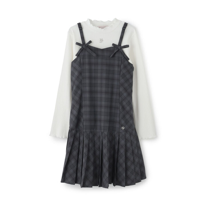 Twin Ribbon Jumper Skirt & T-Shirt Set,Brown, medium image number 4
