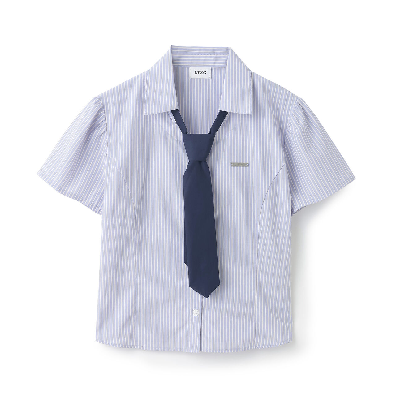 [LTXC] Stylish Short-Sleeve Shirt with Trendy Tie,Off white, large image number 16
