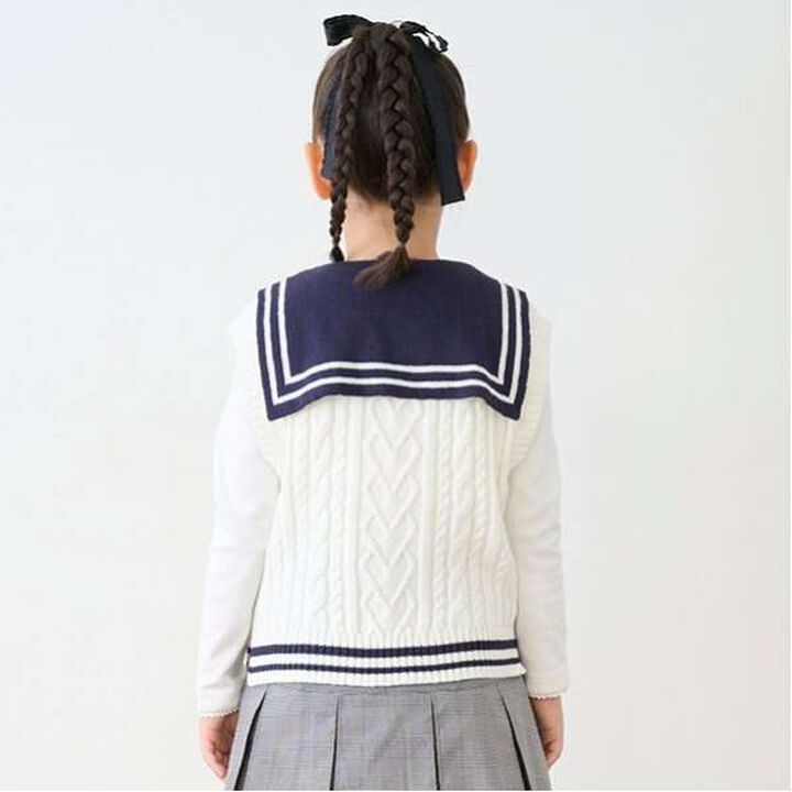 Sailor Knit Vest & Long-Sleeve T-Shirt Set,Off white, medium image number 11