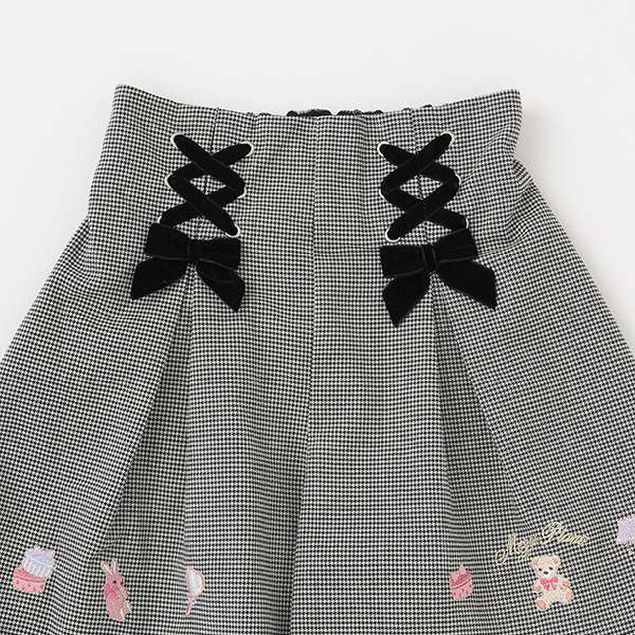 Bear Embroidery Culotte Skirt,Pink, large image number 5