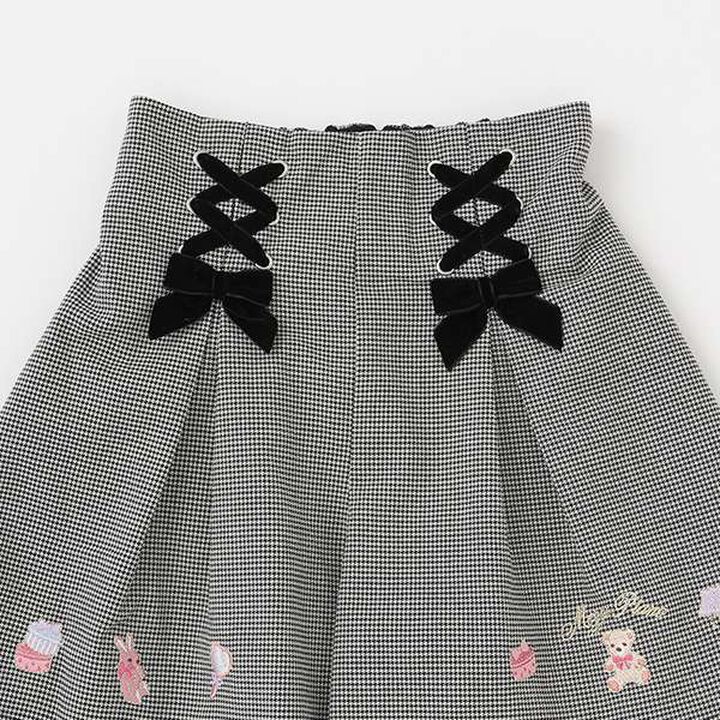 Bear Embroidery Culotte Skirt,Pink, medium image number 5