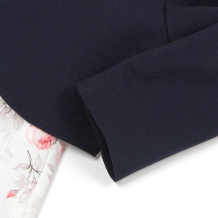 Lace Collar Floral Dress & Jacket Set,Pearl white, medium image number 17