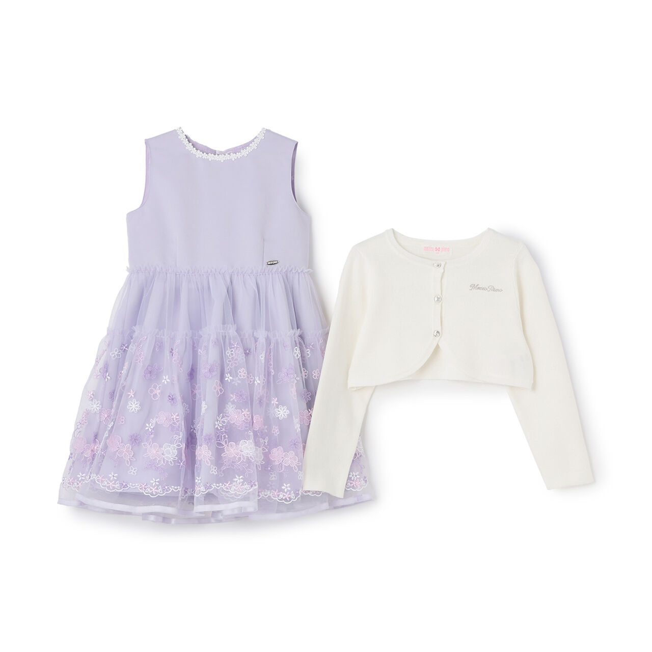 Floral Embroidery Dress & Knit Cardigan Set,Lavender, large image number 7