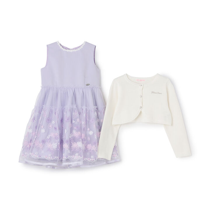 Floral Embroidery Dress & Knit Cardigan Set,Lavender, medium image number 7
