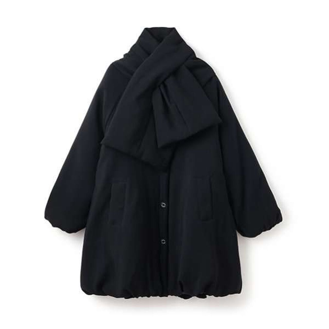 [AMI] [Web Exclusive] Tippet-Attached No-Collar Balloon Coat,Black, large image number 3