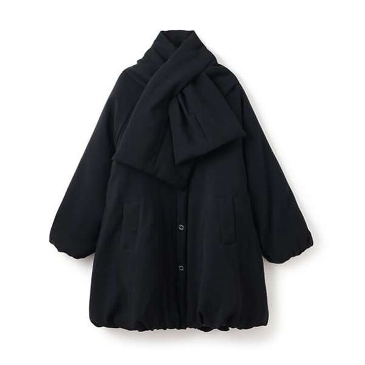 [AMI] [Web Exclusive] Tippet-Attached No-Collar Balloon Coat,Black, medium image number 3
