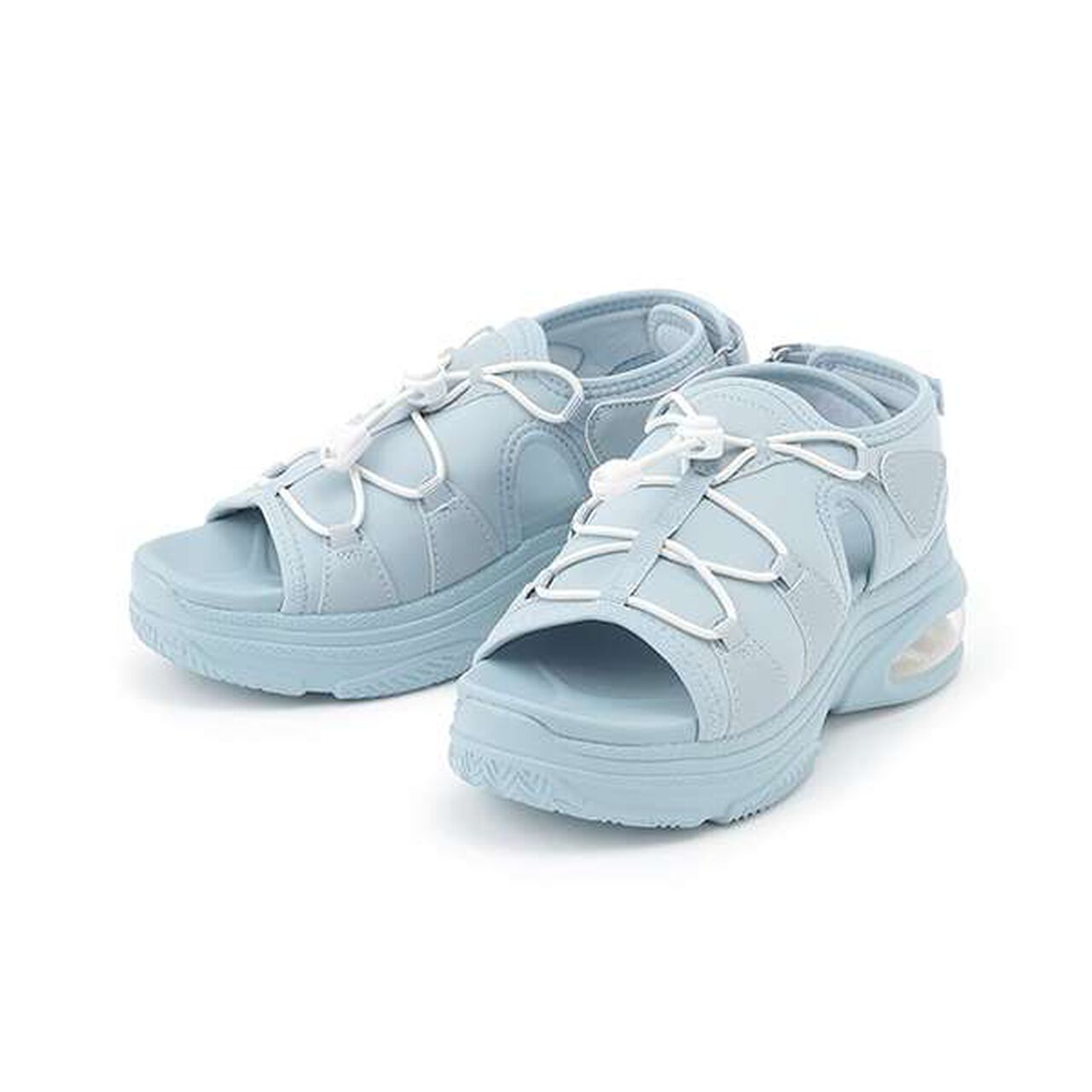 Drawstring Platform Sandals,Sax blue, large image number 0