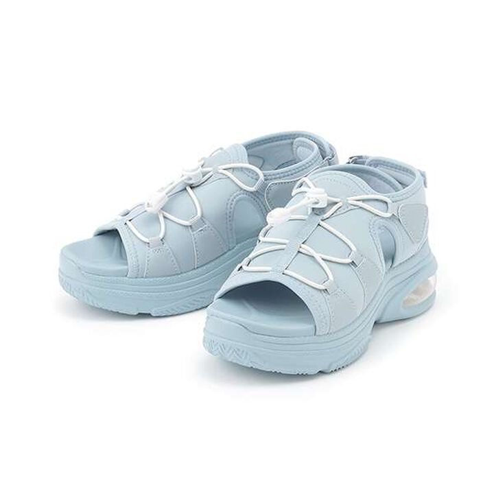 Drawstring Platform Sandals,Sax blue, medium image number 0