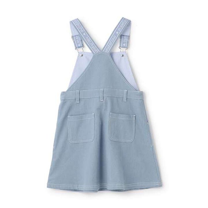 Gradient Denim Logo Tape Overall Skirt,Mint, medium image number 1