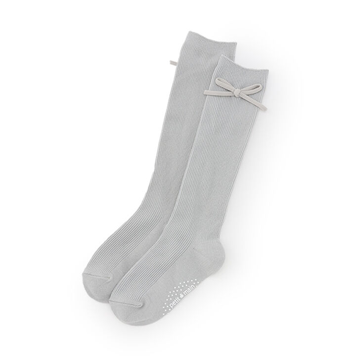 Ribbon Knee-High Socks,Gray, medium image number 0