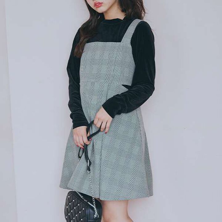 [DHOLIC] Inner Lining Included Jumper Skirt,Mocha tea, medium image number 1
