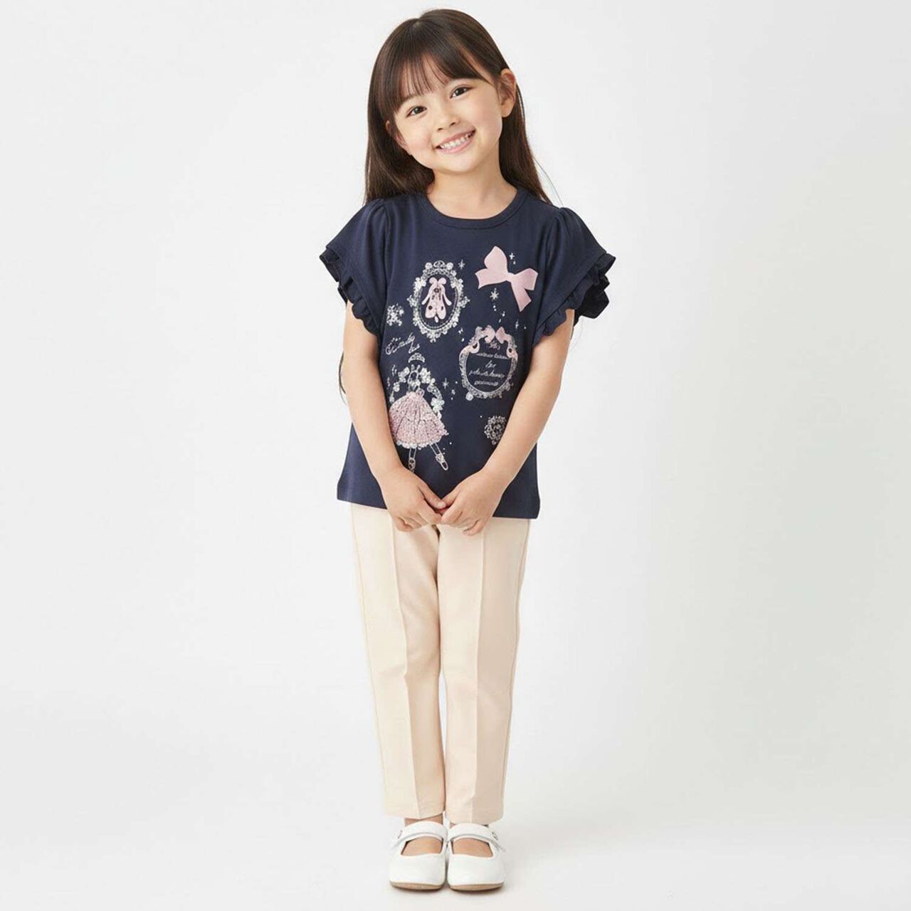 Ballet Motif Sleeve Frill T-Shirt,Light pink, large image number 14